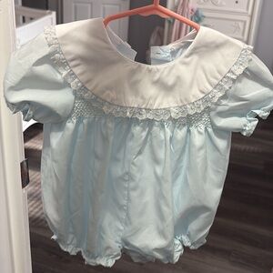 Light Blue Lace Trim Kids Top